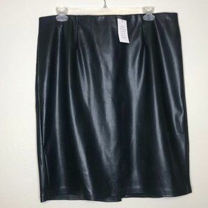 ELOQUII Dark Green Faux Leather Skirt